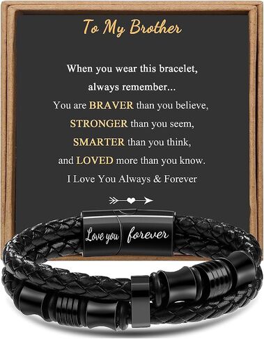 JoycuFF Birthday Gifts for Son from Mom Black Leather Bracelets for Son Love You Forever Handmade Jewelry to My Son Mens Bracelet Anniversary Graduation back to School Jewelry 8.5 Inches in Kuwait