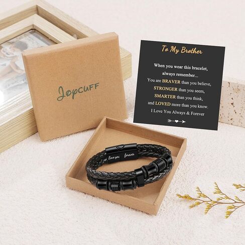 JoycuFF Birthday Gifts for Son from Mom Black Leather Bracelets for Son Love You Forever Handmade Jewelry to My Son Mens Bracelet Anniversary Graduation back to School Jewelry 8.5 Inches in Kuwait