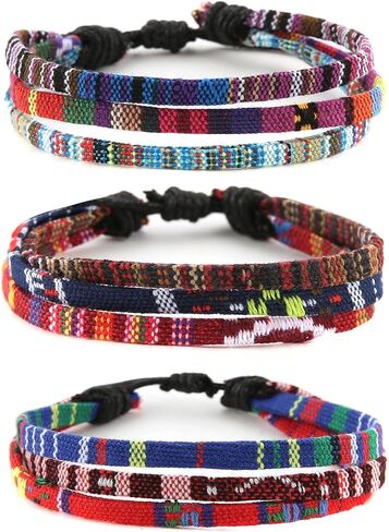 HZMAN Mix 6 Wrap Bracelets Men Women, Hemp Cords Ethnic Tribal Bracelets Wristbands (Mix 6 Wrap) in Saudi Arabia