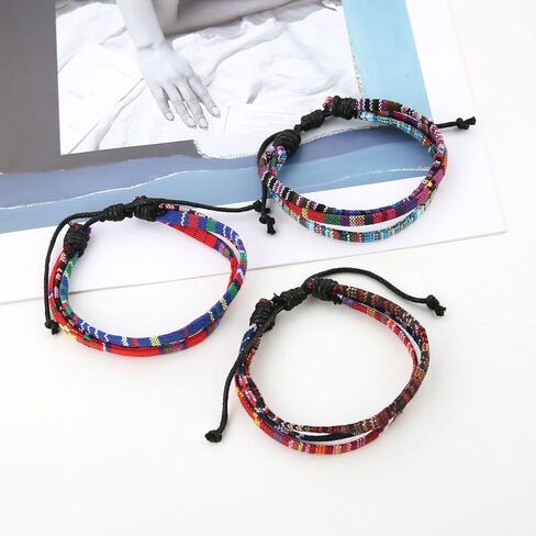 HZMAN Mix 6 Wrap Bracelets Men Women, Hemp Cords Ethnic Tribal Bracelets Wristbands (Mix 6 Wrap) in Saudi Arabia