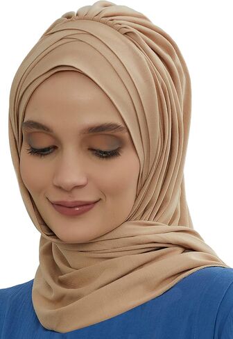 حجاب فوري بتصميم عائشة للنساء المسلمات، عمامة جيرسي قطن 95%، جاهزة للارتداء in Kuwait
