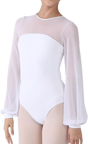 Aisling Mesh Shoulder and Sleeves Dance Leotard For Women Ballet in Kuwait