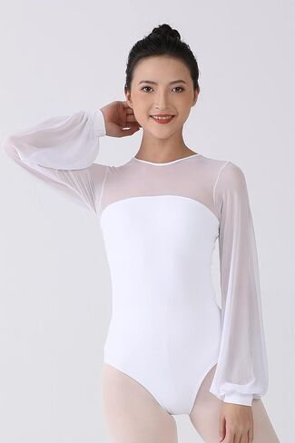 Aisling Mesh Shoulder and Sleeves Dance Leotard For Women Ballet in Kuwait