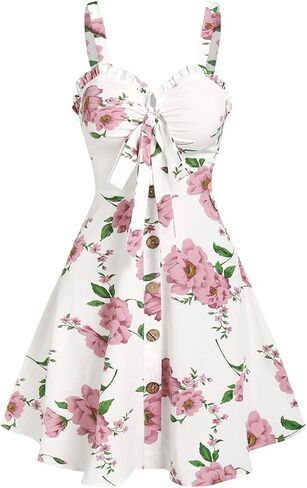 DRESSFO Women's 2023 Summer Dresses Sleeveless Casual Swing Dress Bohemian Floral Print Sunflower Print Cami Dress in Kuwait