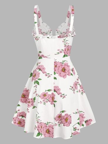 DRESSFO Women's 2023 Summer Dresses Sleeveless Casual Swing Dress Bohemian Floral Print Sunflower Print Cami Dress in Kuwait