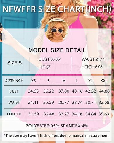 Newffr Womens V Neck Summer Dress Sleeveless Mini Dress Ruffle Dress Spaghetti Strap Racerback Sun Flowy Dress in Kuwait