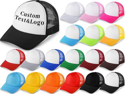18 Pack Sublimation Blank Polyester Mesh Cap Trucker Summer Mesh Cap Unisex Two Tone and Solid Trucker Hats Blank Snapback Hat Sublimation Blank Mesh Baseball Cap for Men Women in Saudi Arabia