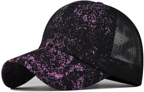 NeuFashion Criss Cross Hat Washed Distressed Glitter Mesh Womens Baseball Cap Dad Hat Ponytail Hat Messy Bun Trucker Ponycap in Kuwait