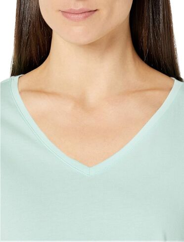 Amazon Essentials Women's Classic-Fit 100% Cotton Short-Sleeve V-Neck T-Shirt (Available in Plus Size), Pack of 2 in Kuwait