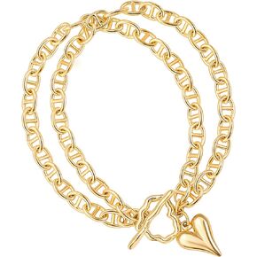 PEARLADA 18k Gold Chain Layerd Bracelet Coin Charm Toggle Bracelet Trendy Cubic Zirconia Jewelry
