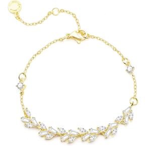 PORYIMEE سوار تنس للنساء أساور الزفاف للعرائس مكعب زركونيا قابل للتعديل سوار أوراق الذكرى السنوية عيد الميلاد عيد ميلاد الزفاف الأزياء والمجوهرات هدية لها | مطلي بالفضة/الذهب الأصفر/الذهب الوردي عيار 14 قيراط in Kuwait