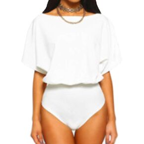 LINMON Women’s Bodysuits Slash Neck Dolman Sleeve T Shirt Leotard Jumpsuit Tops