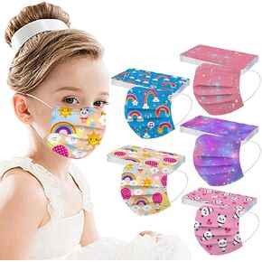YUGYUJ 50Pcs Kids Face Mask Childrens 3 Ply Non-Woven Protective Breathable Kids Face Mask for Boys Girls Outdoor School