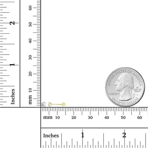 الصلبة 14K الذهب الأصفر هيبوالرجينيك AAA مكعب زركونيا سوليتير المسمار الخلفي مسمار آمن على الظهر، 3 مللي متر-7 مللي متر in Kuwait