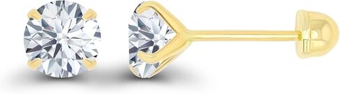 الصلبة 14K الذهب الأصفر هيبوالرجينيك AAA مكعب زركونيا سوليتير المسمار الخلفي مسمار آمن على الظهر، 3 مللي متر-7 مللي متر in Kuwait