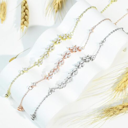 PORYIMEE سوار تنس للنساء أساور الزفاف للعرائس مكعب زركونيا قابل للتعديل سوار أوراق الذكرى السنوية عيد الميلاد عيد ميلاد الزفاف الأزياء والمجوهرات هدية لها | مطلي بالفضة/الذهب الأصفر/الذهب الوردي عيار 14 قيراط in Kuwait