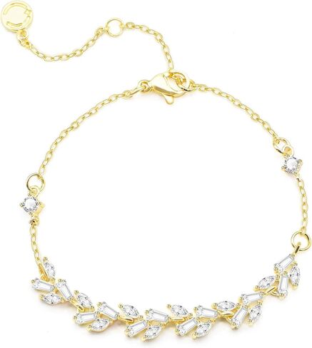 PORYIMEE سوار تنس للنساء أساور الزفاف للعرائس مكعب زركونيا قابل للتعديل سوار أوراق الذكرى السنوية عيد الميلاد عيد ميلاد الزفاف الأزياء والمجوهرات هدية لها | مطلي بالفضة/الذهب الأصفر/الذهب الوردي عيار 14 قيراط in Kuwait