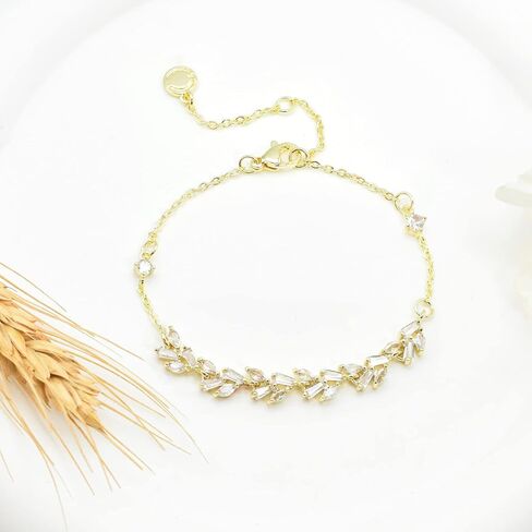 PORYIMEE سوار تنس للنساء أساور الزفاف للعرائس مكعب زركونيا قابل للتعديل سوار أوراق الذكرى السنوية عيد الميلاد عيد ميلاد الزفاف الأزياء والمجوهرات هدية لها | مطلي بالفضة/الذهب الأصفر/الذهب الوردي عيار 14 قيراط in Kuwait