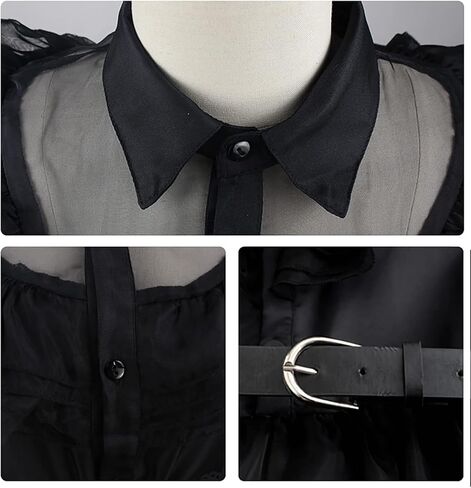 فستان Akokvlar التنكري باللون الأسود للفتيات مع حزام شعر مستعار وأقراط وجوارب in Kuwait