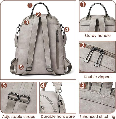 Backpack Purse for Women Leather Travel Backpacks Fashion Large Ladies Shoulder Bags With Purses in Kuwait