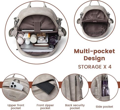 Backpack Purse for Women Leather Travel Backpacks Fashion Large Ladies Shoulder Bags With Purses in Kuwait