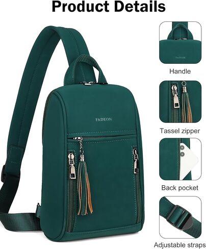 FADEON Sling Bag for Women Crossbody Purse Sling Bags, Designer Sling Purses Fashion Travel Chest Bag Black in Kuwait