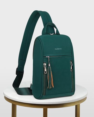 FADEON Sling Bag for Women Crossbody Purse Sling Bags, Designer Sling Purses Fashion Travel Chest Bag Black in Kuwait