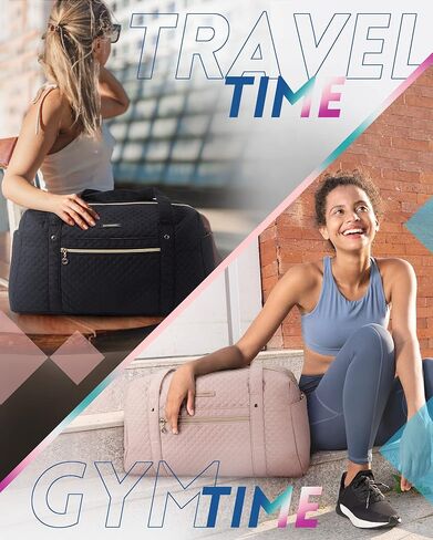 شنطة سفر دافل باج سمارت 31L مبطنة لعطلة نهاية الاسبوع للنساء، شنطة كبيرة للحمل في المطار مع جيب رطب وشنطة احذية للسفر ورحلات العمل والرياضة (اسود - اصدار اساسي)، اسود - بيسيك in Kuwait