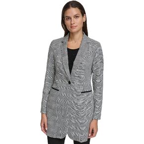 Tommy Hilfiger Women's Long Plaid Fitted Single Button Blazer in Saudi Arabia