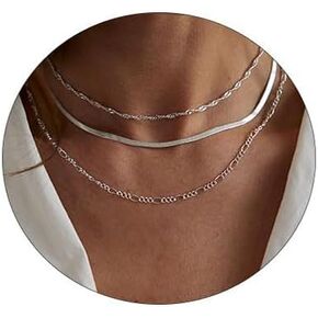 JECOMY 14K Gold Plated Layering Necklaces For Women Gold Necklace Set, Cuban Link, Snake Chain, Paperclip Layered Chains, Twisted Rope and Twisted Chain, Trendy Layering Necklace in Saudi Arabia
