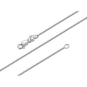 BORUO 925 Sterling Silver Box Chain Necklace, 1mm 1.5mm Solid Italian Nickel-Free Lobster Claw Clasp 14-30 Inch
