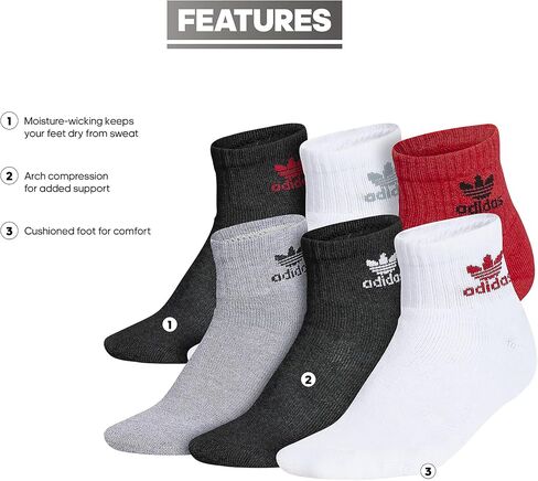 جوارب Trefoil مبطنة للأطفال للأولاد والبنات من adidas Originals (6 أزواج) in Saudi Arabia