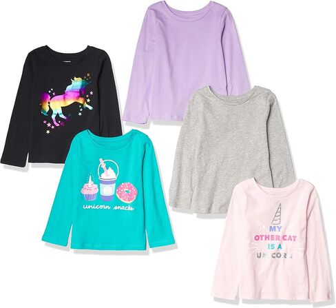 Amazon Essentials Girls and Toddlers' Long-Sleeve T-Shirts (Previously Spotted Zebra), Multipacks in Saudi Arabia