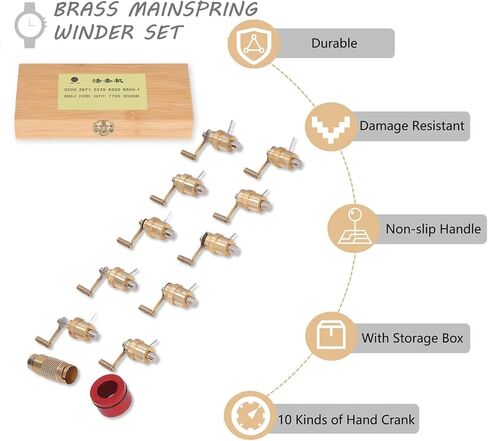 SHYEKYO Brass Mainspring Winder Set,Durable Wristwatch Repairing Kit for Watchmaker,DIY Watchmaker Tools with Anti-Slip Handle,Storage Box,Watch Winding Tool Accessories for Watch Movement Repair in Saudi Arabia