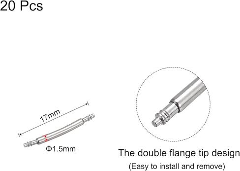 uxcell 20mm Curved Spring Bar Pins 1.5mm Dia Stainless Steel Double Flanged End Watch Band Link Pin 20pcs in Kuwait