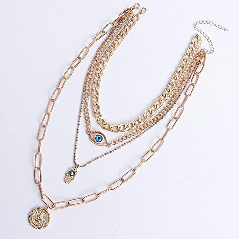 CIBIRICH سلسلة بانك مكتنزة القلائد للنساء متعدد الطبقات قلادة الذهب in Kuwait
