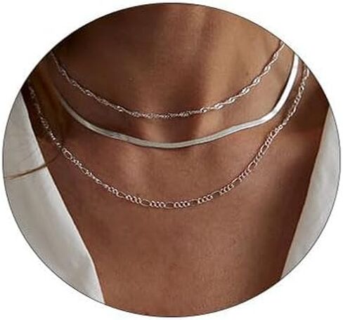 JECOMY 14K Gold Plated Layering Necklaces For Women Gold Necklace Set, Cuban Link, Snake Chain, Paperclip Layered Chains, Twisted Rope and Twisted Chain, Trendy Layering Necklace in Kuwait