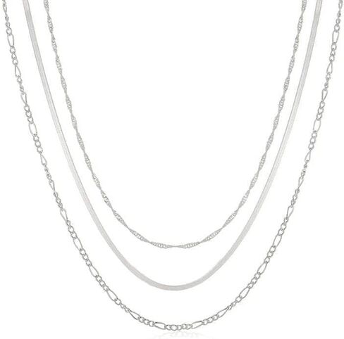 JECOMY 14K Gold Plated Layering Necklaces For Women Gold Necklace Set, Cuban Link, Snake Chain, Paperclip Layered Chains, Twisted Rope and Twisted Chain, Trendy Layering Necklace in Kuwait