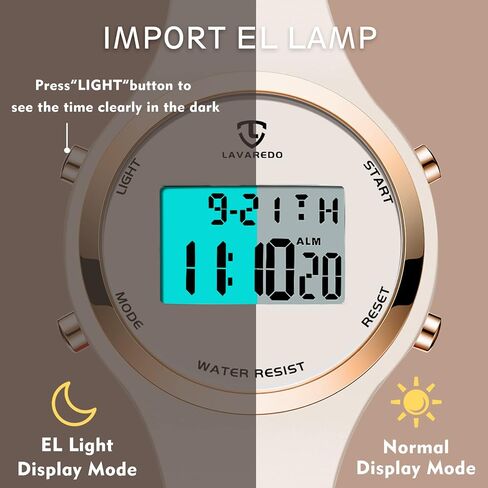 L LAVAREDO Watches for Women 3ATM Waterproof Outdoor Digital Sport Watches Stopwatch Wrist Watch with Alarm Clock, Gifts for Women/Girls in Kuwait