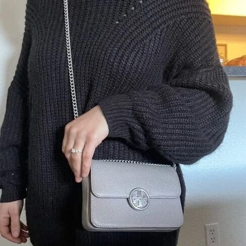 Tory Burch Olivia Pebbled Leather Bag (Gray Heron) in Saudi Arabia