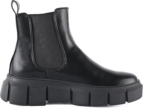 HIKOWENLINN Women's Platform Chelsea Combat Lace up Comfort Ankle Boots in Black in Saudi Arabia