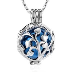 Yinplsmemory Tree of Life Urn Necklace for Ashes for Women Men Hollow Heart Keepsake Urn Locket Pendant Memorial Cremation Jewelry with Mini Ball in Kuwait