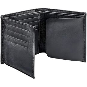 محفظة شارة شرطة Winchester ثنائية الطي RFID Blocking جلد طبيعي محبب بالكامل، تناسب أي شكل شارة مع دبوس الظهر، أسود, أسود, Bifold in Kuwait