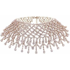 Nicute Festival Rhinestone Choker Full Crystal Necklaces Chain Summer Club Necklace Jewelry for Women and Girls