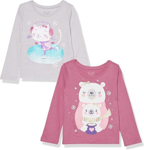 The Children's Place Toddler Girls Long Sleeve Graphic T-Shirt 2-Pack in Kuwait