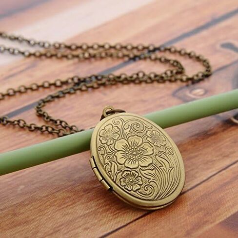 Fajewellery Vintage Engraved Flower Locket Picture Pendant Necklace for Women in Kuwait