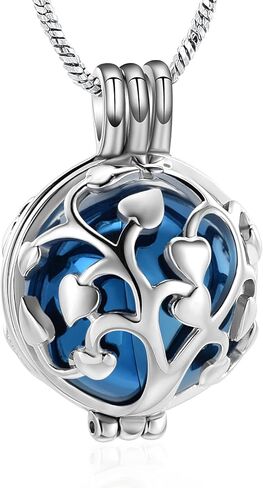 Yinplsmemory Tree of Life Urn Necklace for Ashes for Women Men Hollow Heart Keepsake Urn Locket Pendant Memorial Cremation Jewelry with Mini Ball in Kuwait