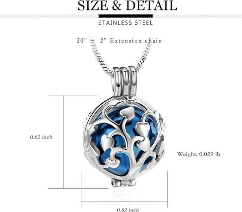 Yinplsmemory Tree of Life Urn Necklace for Ashes for Women Men Hollow Heart Keepsake Urn Locket Pendant Memorial Cremation Jewelry with Mini Ball in Kuwait