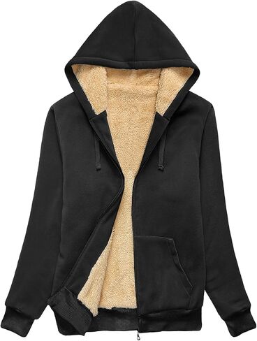 ZITY Womens Hoodies Fleece Jacket Winter Sherpa Lined Sweatshirt in Kuwait