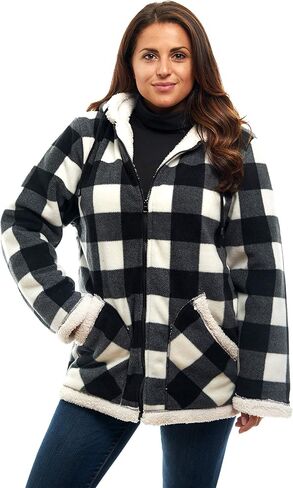 TrailCrest Ladies Smart Plush Sherpa Lined Hooded Sweater Jacket, Zip Up Classic in Kuwait